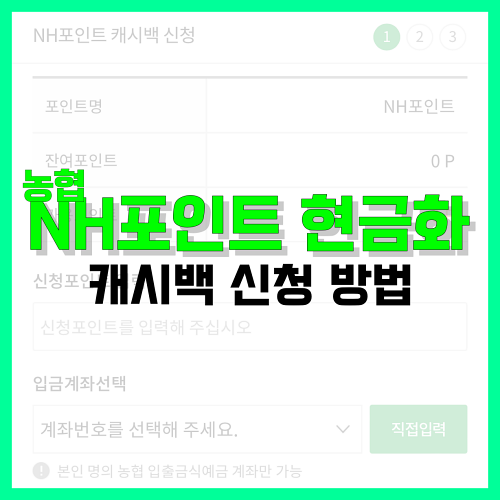 Read more about the article 농협 NH포인트 현금화 캐시백 신청 방법