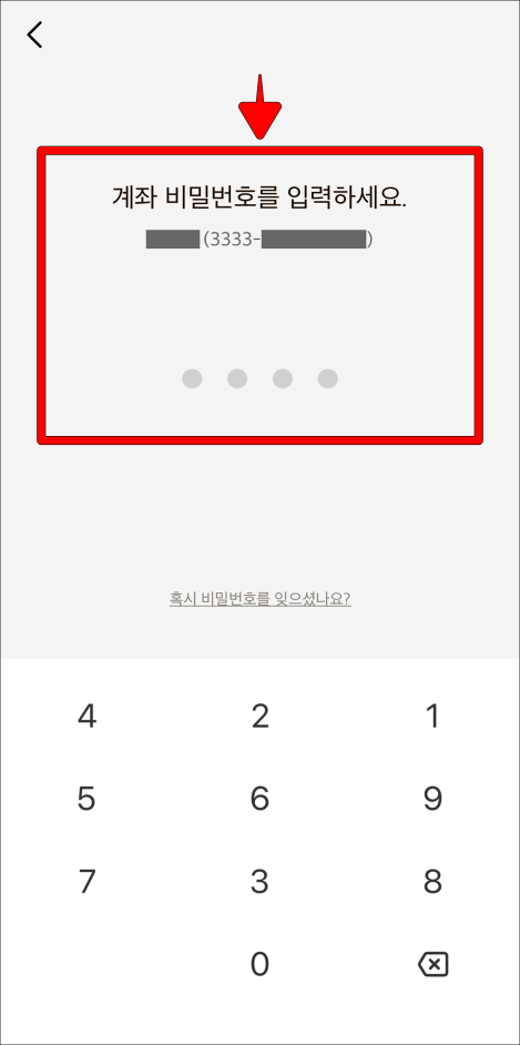 카카오뱅크 계좌 비밀번호를 입력