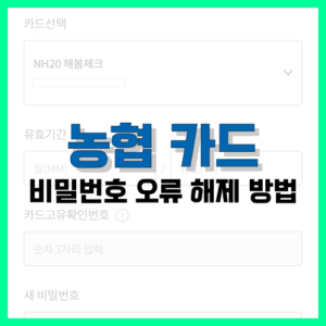 Read more about the article 농협 카드 비밀번호 오류 해제 방법 알아봐요