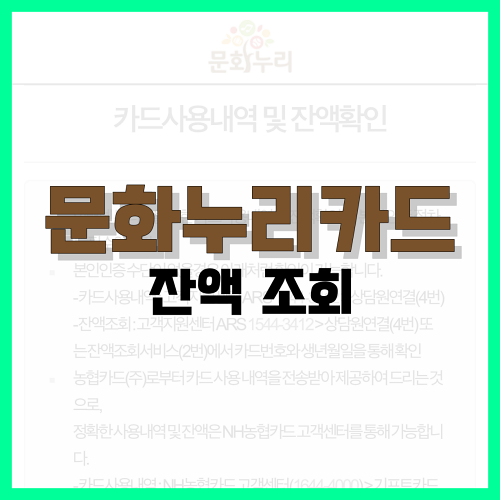Read more about the article 문화누리카드 잔액 조회 방법 총정리