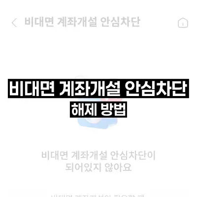 비대면 계좌개설 안심차단 해제 방법